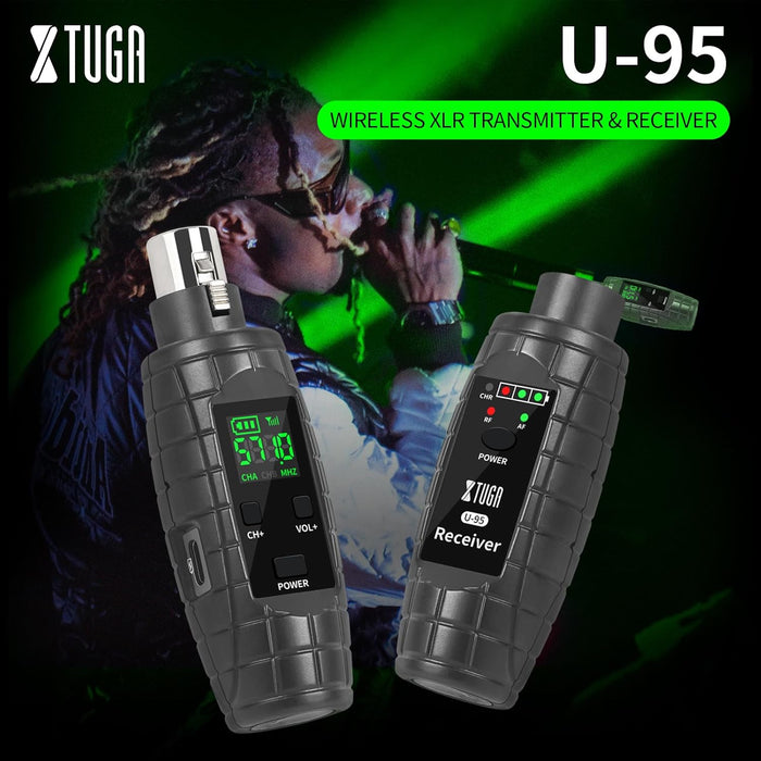 XTUGA UHF Sistema de Microfono Inalambrico XLR Transmisor y Receptor Grado A