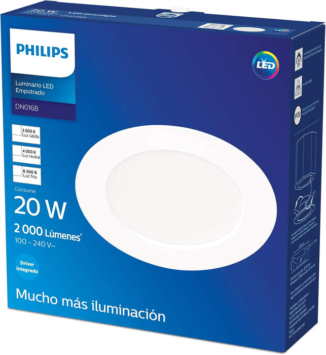 Empotrado Philips Led Redondo Luz Fría 20w Para Una Buena Iluminación Y Moderna En Espacios Amplio