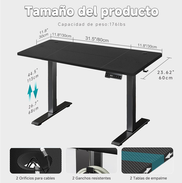 Escritorio Elevable Eléctrico - Escritorio Elevable Eléctrico de Altura Ajustable 55 x 24 Pulgadas,Altura Ajustable con Memoria, Standing Desk, Estación de Trabajo Ergonómico Lifting Table  GRADO B