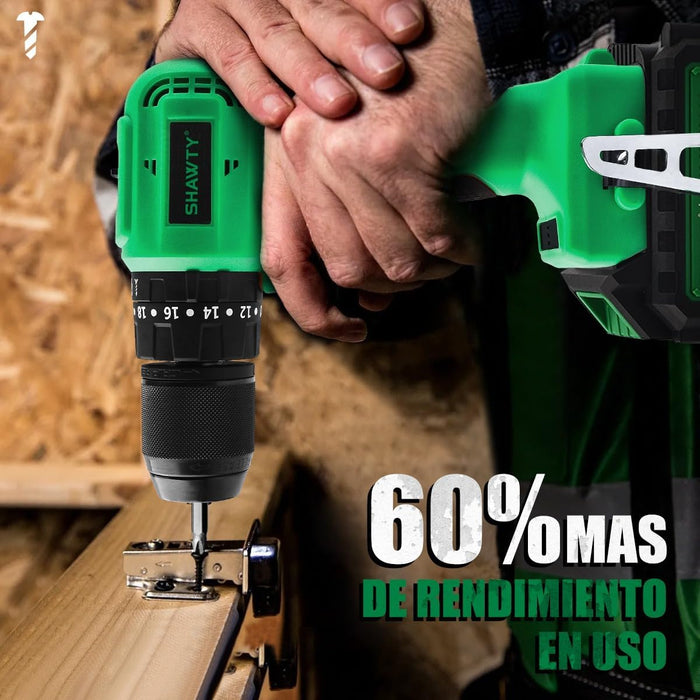 Shawty Taladros Inalambrico 1/2 , 50n.m Taladro ElÃ©ctrico InalÃ¡mbrico Sin Escobillas De 2 * 2000 Mah BaterÃ­as, 20+3 Martillo Perforador Con 2 Velocidades Y Bolsa GRADIO A
