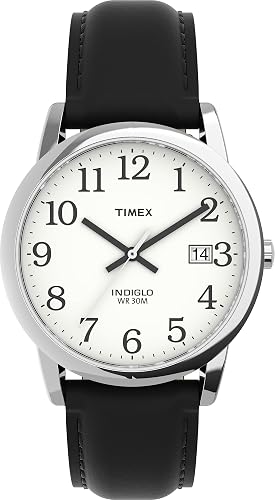 RELOJ TIMEX EASY READER TW2W543006P HOMBRE CAJA 35MM PIEL RESISTENTE AGUA 30M FECHA LUZ INDIGLO CUARZO MINERAL CLASICO ELEGANTE MODA NEGRO PLATEADO BLANCO GRADO A