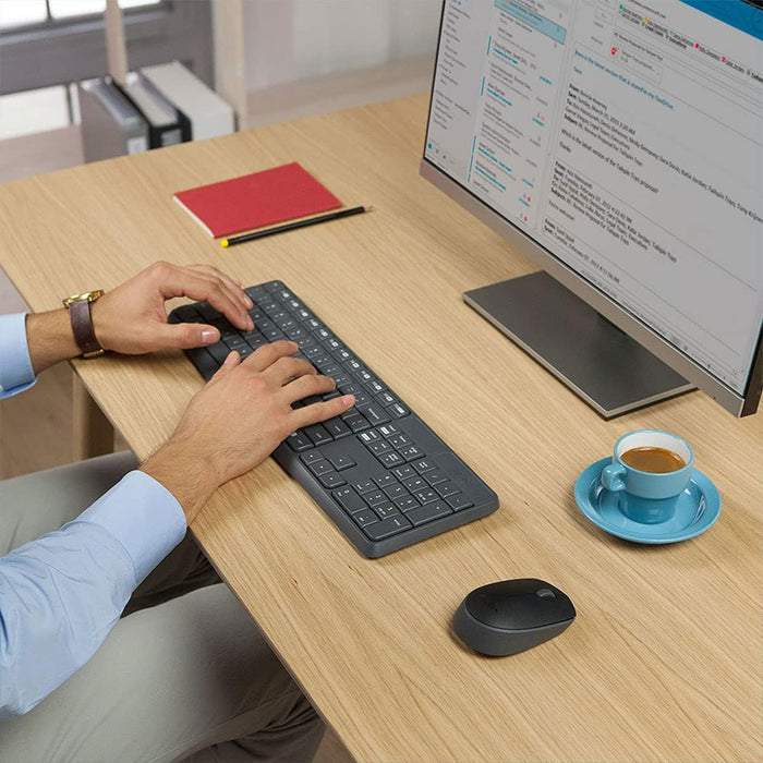 COMBO TECLADO Y MOUSE INALAMBRICO LOGITECH MK235 COLOR NEGRO GRADO B