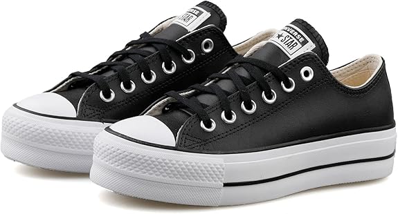 TENIS PARA MUJER CONVERSE ALL STAR CHUCK TAYLOR LIFT PLATFORM LEATHER LOW TOP - ESTILO URBANO TALLA 25.5 MX/ 24.5 CM