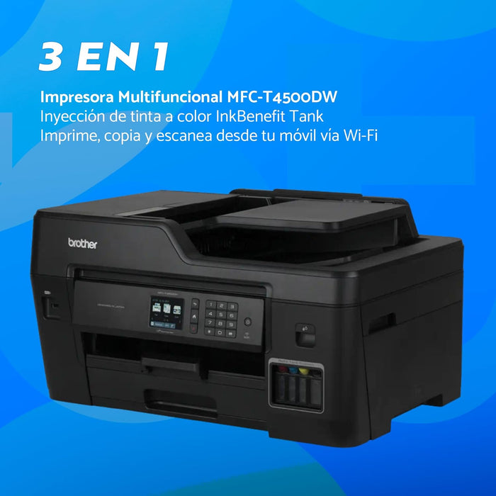 BROTHER MFC-T4500DW – MULTIFUNCIONAL 3 EN 1 – TAMAÑO DOBLE CARTA – GRADO B (SCANNER ATORADO – ENCIENDE – PARA REPARACIÓN)