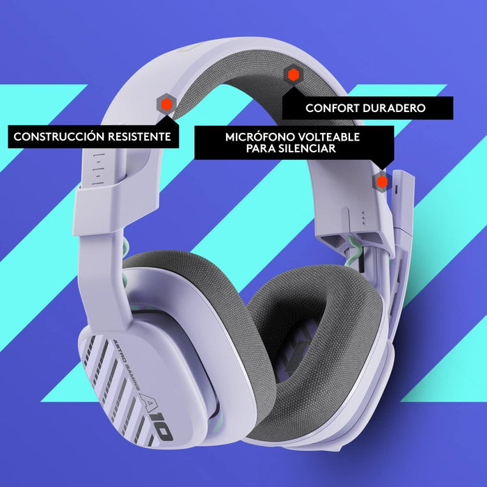 AUDIFONOS LOGITECH ASTRO A10 2GEN PS5 PC MAC SWITCH XBOX COLOR LILA GRADO B