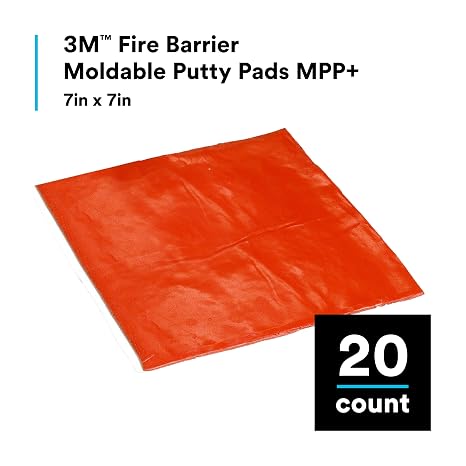 3M FIRE BARRIER - ALMOHADILLAS MOLDEABLES PARA MASILLA MPP+ – ALMOHADILLAS MOLDEABLES PARA ABERTURAS DE PARED Y PENETRACIONES – 7 X 7 PULGADAS, 20 UNIDADES, COLOR ROJO GRADO B