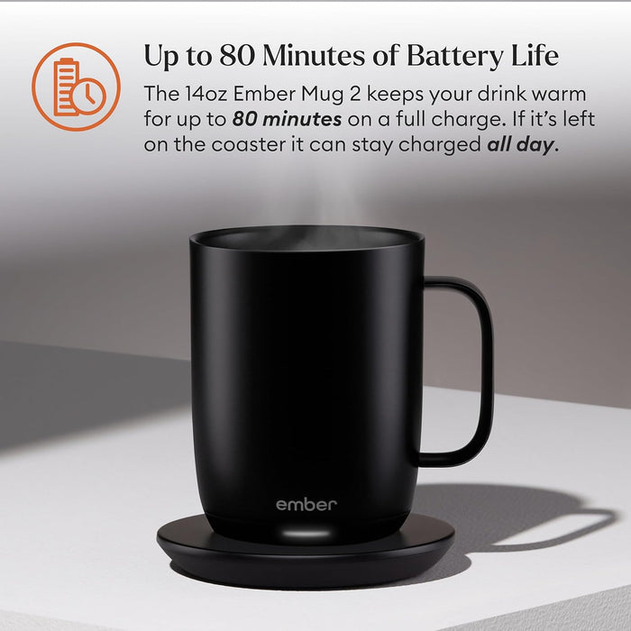 TAZA INTELIGENTE EMBER CON CONTROL DE TEMPERATURA, 295 ML, COLOR NEGRO, DISEÑO CON NOMBRE BLANCO GRADO B
