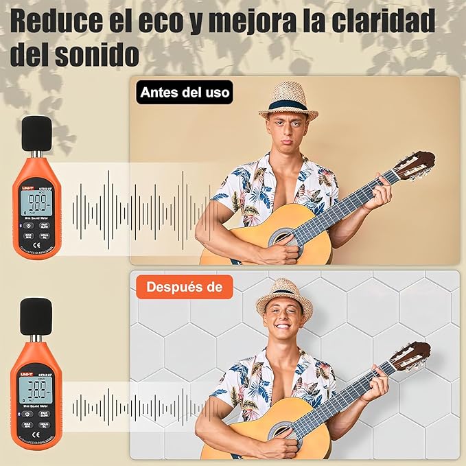 PACK DE 24 Paneles de Esponja Acústica Profesional – 35 x 30 x 1 cm – Diseño Hexagonal Blanco GRADO A