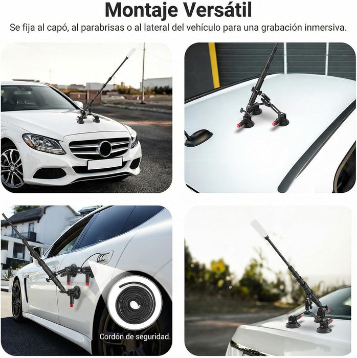 SELFIE STICK GOPRO DJI INSTA360 CON VENTOSA PARA COCHE AUTO GRADO B