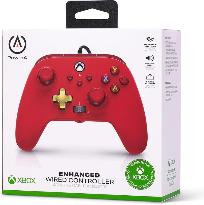 POWERA CONTROL MEJORADO ALÁMBRICO PARA XBOX SERIES X|S - ROJO - STANDARD EDITION
