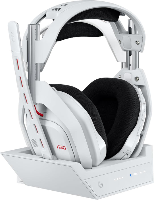Logitech G Astro A50 Lightspeed - Auriculares inalámbricos para Juegos + estación Base (Gen 5), grafeno Pro-G, conmutación de 3 Sistemas, USB-C a Xbox, PS5, PC/Mac o Nintendo Switch, Bluetooth, Blanco Grado B