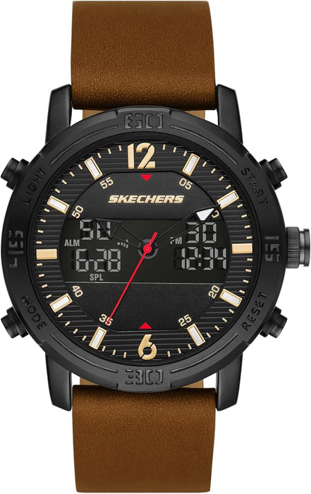 RELOJ HOMBRE SKECHERS REDLANDS PIEL C COLOR DE LA CORREA CAFE GRADO B - TiendaKomet México