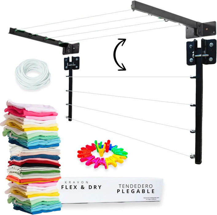 Tendedero Plegable Abatible Retractil Moderno Ropa De Pared GRADO B