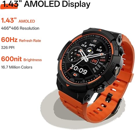 Black Shark GS3 - Reloj inteligente deportivo, visualización AMOLED de 1.4 pulgadas, llamada Bluetooth ENC, duración de la batería de 18 días, resistencia al agua de 50 m, GPS, rastreador de fitness |  GRADO B