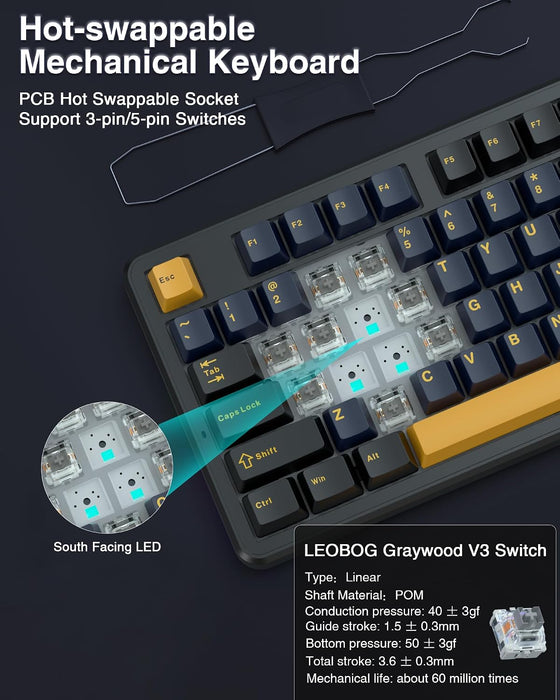 AULA F87 – TECLADO MECÁNICO INALÁMBRICO 75% TKL RGB (2.4GHz) GRADO A
