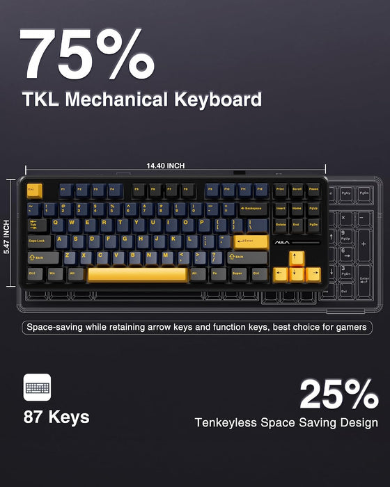 AULA F87 – TECLADO MECÁNICO INALÁMBRICO 75% TKL RGB (2.4GHz) GRADO A
