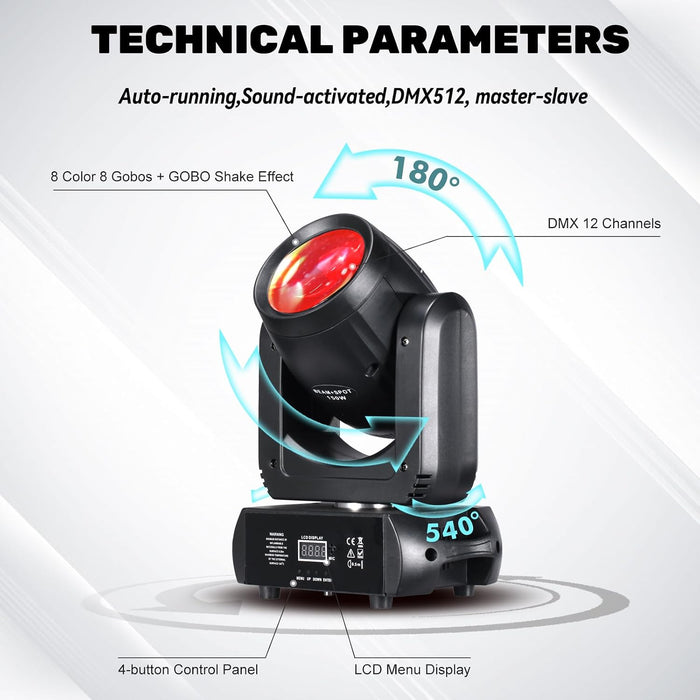 FARO MÓVIL CON HAZ DE LED DE 150 W CON HAZ DE EQUIPO DJ DMX GRADO B 1 GRADO B