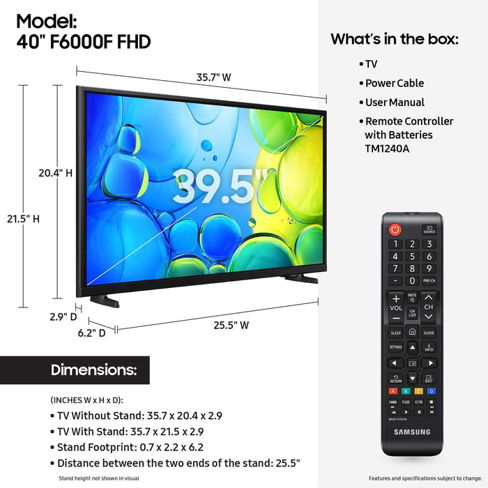 PANTALLA SMART TV SAMSUNG 40'' FHD LED UN40F6000FFXZX GRADO B