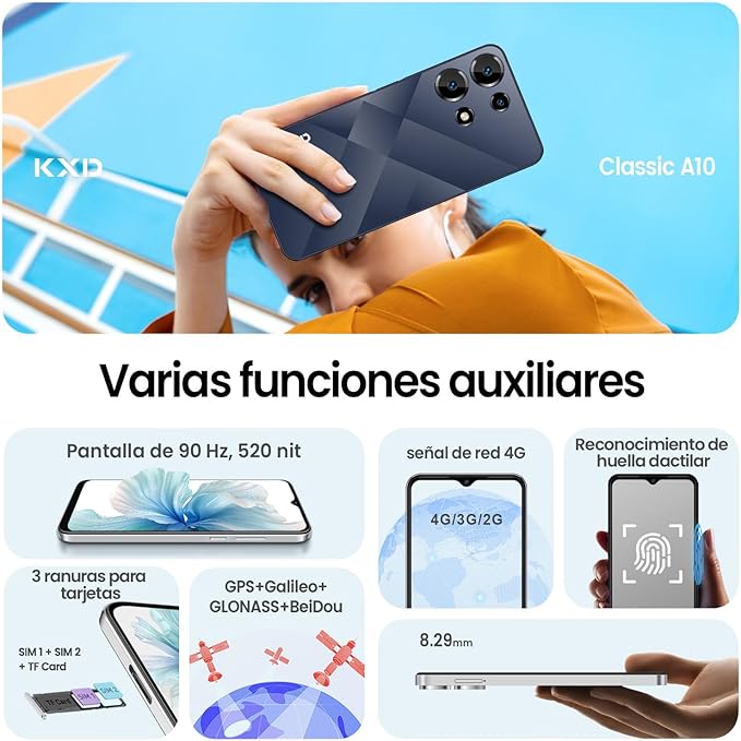 Celular Andrid KXD A10 6gb 128gb azul GRADO A