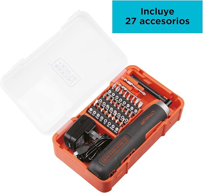 Atornillador Inalambrico + 27 Accs Black+decker Bd40k27b3 Color Negro Frecuencia GRADO A