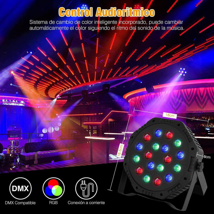 Luces Fiesta Cañones LED 36x1 Luces RGB Led para Escenario Tacho PAR ATOZELE de 36 LED RGB con Control Remoto y DMX GRADO B