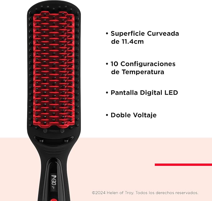 REVLON SMOOTHSTAY XL STRAIGHTENING BRUSH - HAIR STRAIGHTENER HEATED HAIR BRUSH FOR SLEEK, LONG-LASTING STRAIGHT HAIRSTYLES, ENHANCED SHINE AND MOISTURE GRADO A