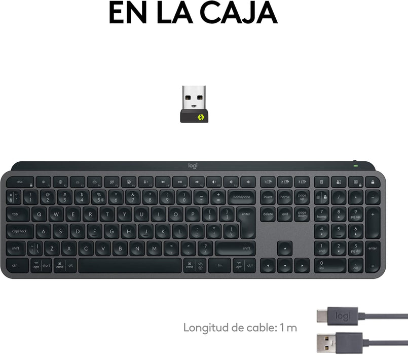 teclado logitech mx keys s inalambrico iluminado bluetooth color del teclado grafito GRADO A