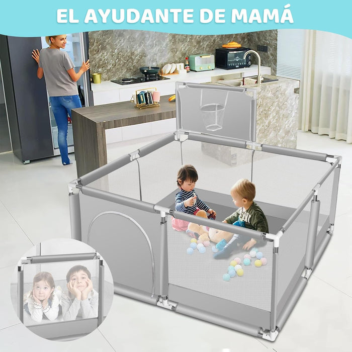 CORRALITO PARA BEBÉ, JUEGO DE PARQUE INFANTIL CON 10 BOLAS OCEÁNICAS 2