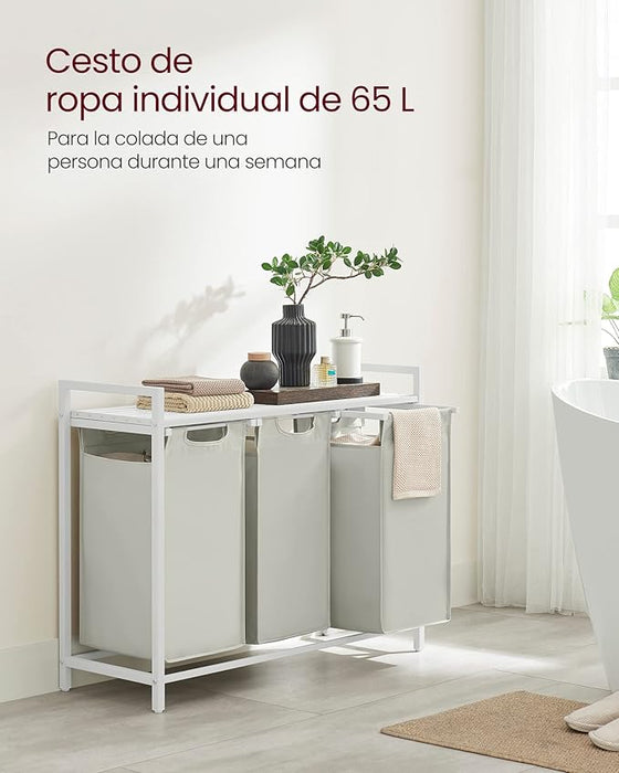 CLASIFICADOR DE ROPA VASAGLE, 3 UNIDADES, 38L  COLOR BLANCO GRADO B