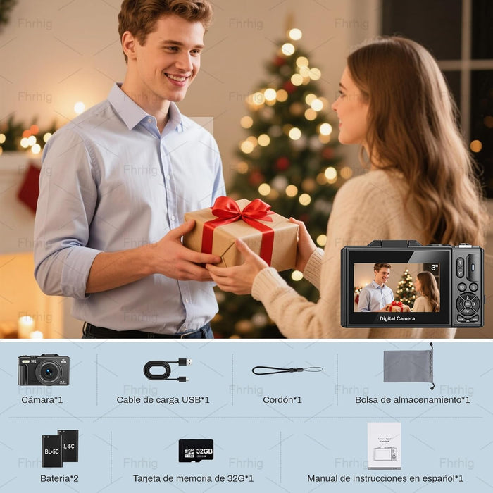 Cámara Digital 5K Ultra HD 75MP | El Kit Definitivo para Vlogging y Fotografía GRADO A.