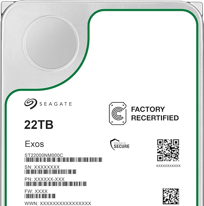 SEAGATE EXOS X 22TB HDD 3.5 (ST22000NM000C) RECERTIFICADO PLATEADO GRADO B