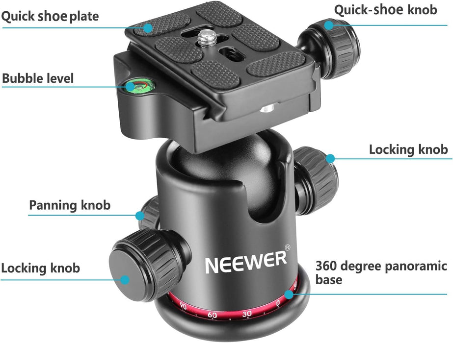 Neewer Cabeza De Bola 360Â° Con Mango, Soporte Para Microfono grado A