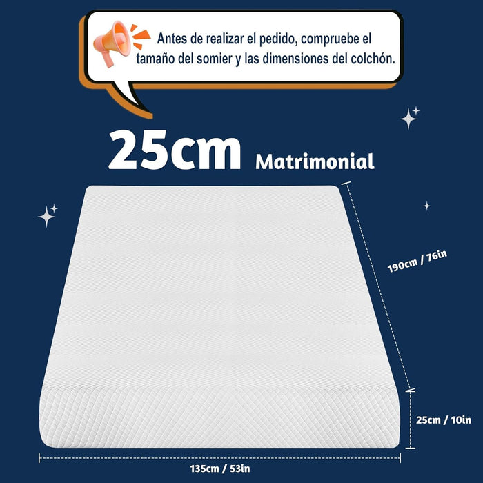 25CM COLCHÓN HYBRID MATRIMONIAL MEMORY FOAM BLANCO BLANCO GRADO B