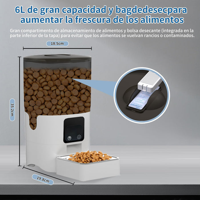 6L DISPENSADOR DE ALIMENTADOR AUTOMATICO PARA PERROS Y GATOS NEGRO