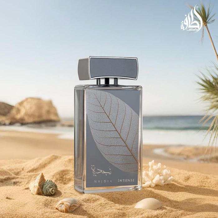LATTAFA NAJDIA INTENSE – FRESH, MARINE, WOODY – EAU DE PARFUM SPRAY LONG-LASTING FRAGRANCE FOR MEN, 3.4 OUNCE / 100 ML GRADO B