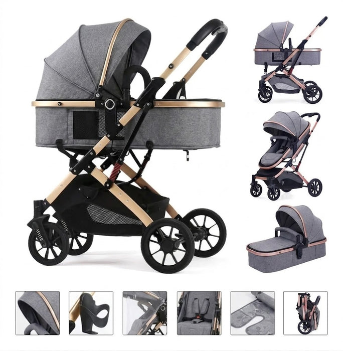 CARRIOLA DE PASEO HOGOJUA JUTANG 3 EN 1 CON TRAVEL SYSTEM Y ARNÉS DE 5 PUNTOS GRIS GRADO B