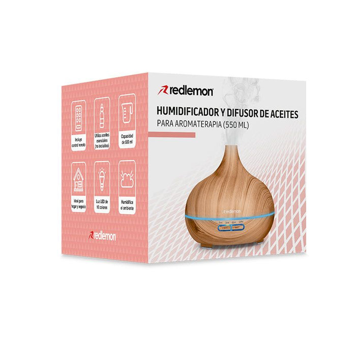 Humidificador difusor de aceites con control 550ml Redlemon