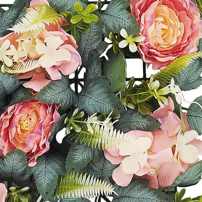 FLOR DE PARED 40X60CM BASE VERDE ROSAS ROSAS 4 PIEZAS GRADO A