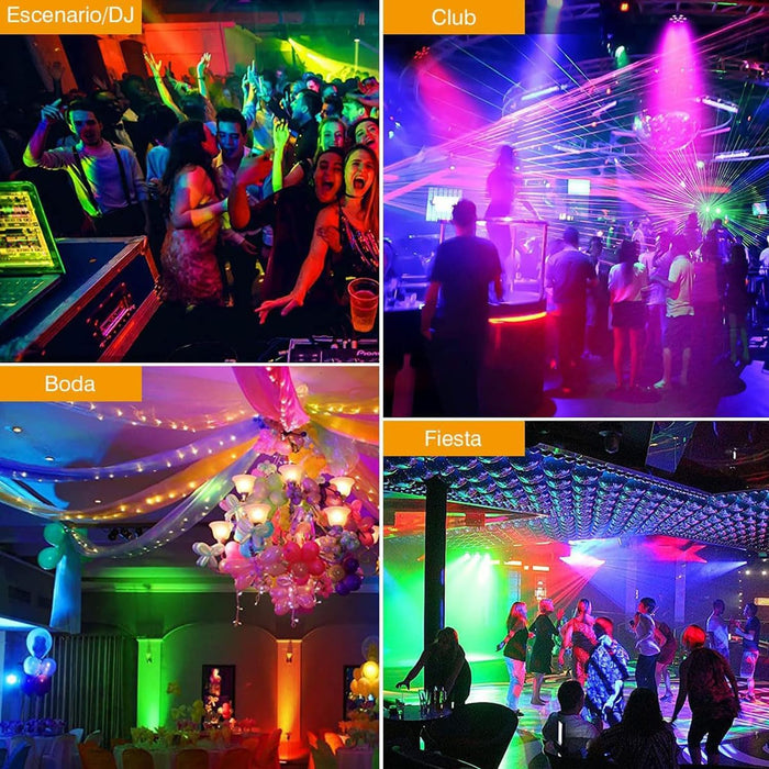 Luces Fiesta Cañones LED 36x1 Luces RGB Led para Escenario Tacho PAR ATOZELE de 36 LED RGB con Control Remoto y DMX GRADO B