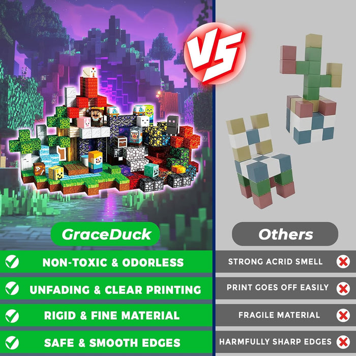 JUEGO BLOQUES PARA ARMAR MAGNÉTICOS MINECRAFT 2,5 CM REGALO 300 PIEZAS, TEMA DEL JUGUETE BOSQUE INFERNAL, JUGUETES SENSORIALES MONTESSORI, EL REGALO PERFECTO PARA LOS NIÑOS EN ESTAS FIESTAS. 6 GRADO B