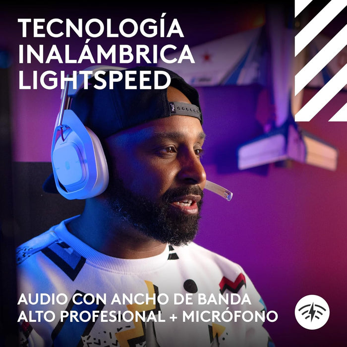 Logitech G Astro A50 Lightspeed - Auriculares inalámbricos para Juegos + estación Base (Gen 5), grafeno Pro-G, conmutación de 3 Sistemas, USB-C a Xbox, PS5, PC/Mac o Nintendo Switch, Bluetooth, Blanco Grado B