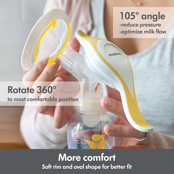 Medela Extractor de leche manual con Flex Shields Harmony de una sola mano para más comodidad y expresión de más leche