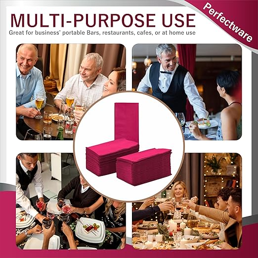 Perfectware - Servilletas de cena de 2 capas de color burdeos - Cena de 2 capas - 125 unidades (paquete de 1) GRADO B