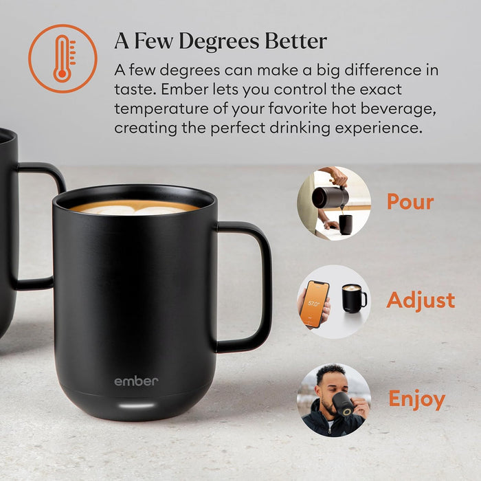 TAZA INTELIGENTE EMBER CON CONTROL DE TEMPERATURA, 295 ML, COLOR NEGRO, DISEÑO CON NOMBRE BLANCO GRADO B