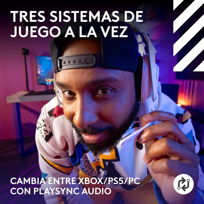 Logitech G Astro A50 Lightspeed - Auriculares inalámbricos para Juegos + estación Base (Gen 5), grafeno Pro-G, conmutación de 3 Sistemas, USB-C a Xbox, PS5, PC/Mac o Nintendo Switch, Bluetooth, Blanco Grado B