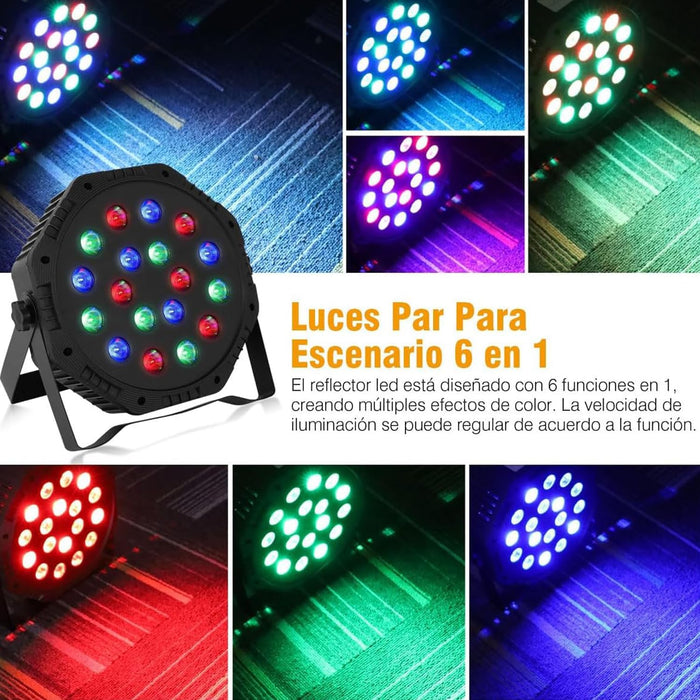 Luces Fiesta Cañones LED 36x1 Luces RGB Led para Escenario Tacho PAR ATOZELE de 36 LED RGB con Control Remoto y DMX GRADO B
