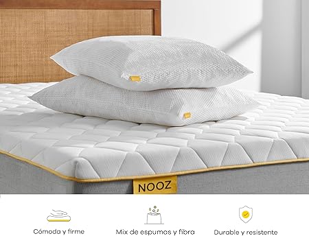 Nooz Nuevo Nuevas Almohadas Essential de Microfibra, Regular, Paquete de 2