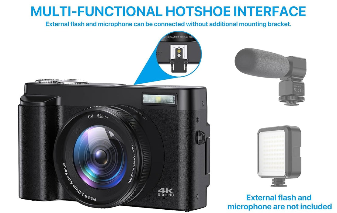 CÁMARA DIGITAL AUTOFOCUS 4K 48MP SELFIE FOTOGRAFÍCA COMPACTA NEGRO - GRADO B