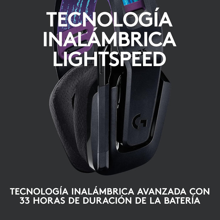 Logitech G535 Lightspeed Audífonos Inalámbricos para Gaming - Ligeros, Micrófono Volteable para silenciar, compatibles con PC, PS4, PS5, hasta 33 hrs de batería, Recargables USB - Negro GRADO B