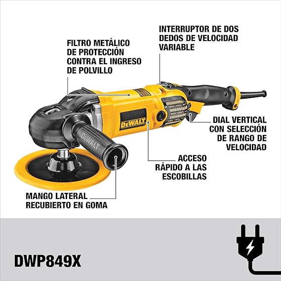 PULIDORA ANGULAR 7'' Y 9'' 1250W VV DEWALT DWP849X-B3 GRADO B